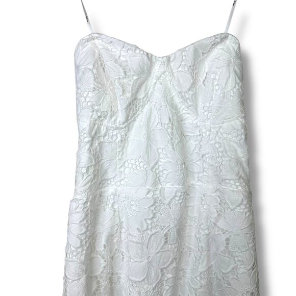 Lulus NWOT Aramis White Embroidered Lace Strapless Bustier Midi Dress Large - Picture 5 of 10